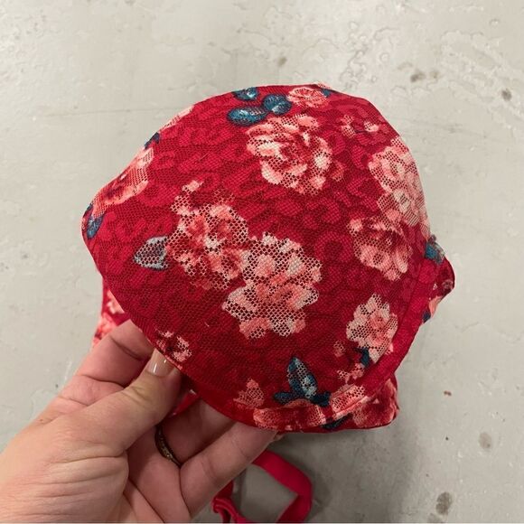 Victorias Secret Pink Red Floral Design Bra Size 34D - Picture 4 of 4